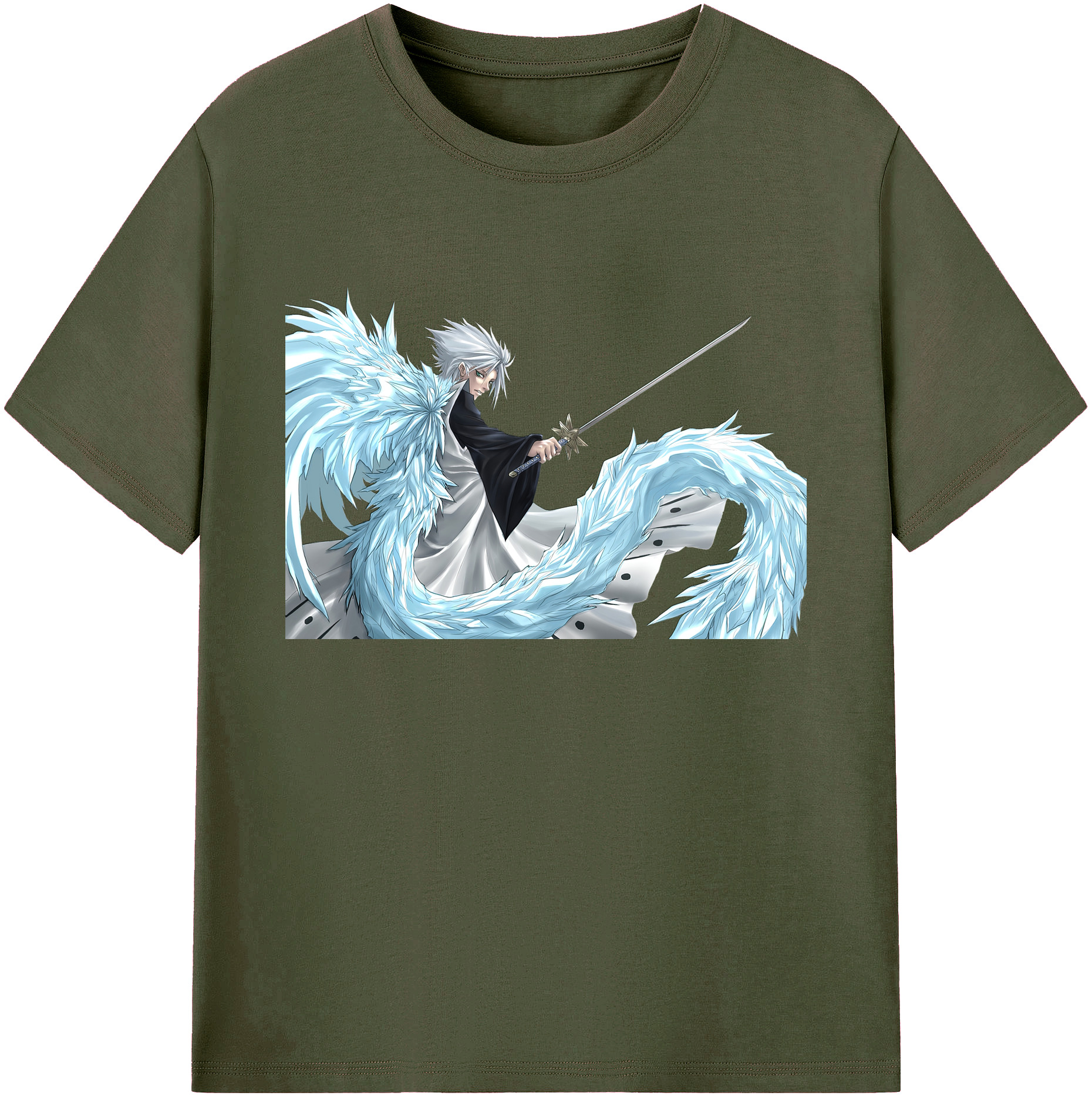 （画像用） ブリーチ 日番谷冬獅郎（ひつがや とうしろう） BLEACH Hitsugaya Toushirou 綿100％ メンズ半袖Tシャツ｜肌触りやわらか＆通気性